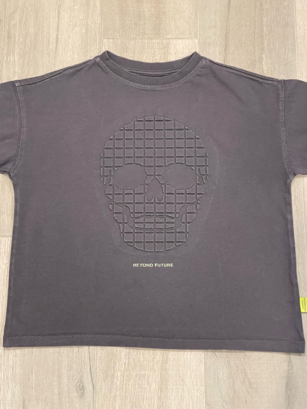 Zara Boys Gray Skull Graphic T-Shirt Size 6 (116) Minimalist Tee